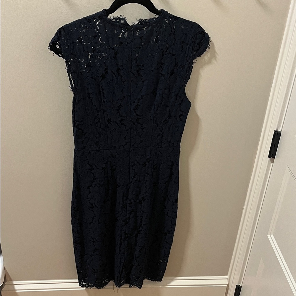 Chic Navy Lace Midi Dress - Picture 3 of 5